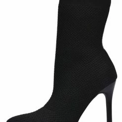 CAPE ROBBIN Sisa Black Stretch Knit Pull On Stiletto Boot What's New