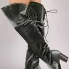 ATHENA Steve Grey Velvet Lace Up Chunky Heel Boot Boots