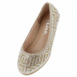 Forever Link Sabina04k Champagne Embellished Kids Ballet Flat Little Princess