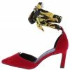 Shoe Republica Scarlett Red Pointed Toe Fabric Ankle Wrap D'orsay Heel Shoes