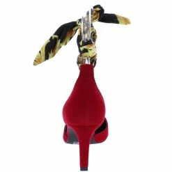 Shoe Republica Scarlett Red Pointed Toe Fabric Ankle Wrap D'orsay Heel Shoes