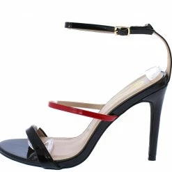 Elegant Sevilla2 Black Open Toe Anke Strap Stiletto Heel