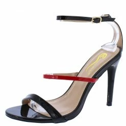 Elegant Sevilla2 Black Open Toe Anke Strap Stiletto Heel