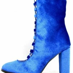 ATHENA Boots Sheila Royal Blue Almond Toe Lace Up Extended Shaft Boot
