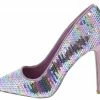 QUPID Show55 Pink Multi Sequin Pointed Toe Stiletto Heel