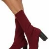TWIN TIGER Sosa02 Wine Stretch Knit Extended Ankle Boot