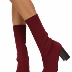 TWIN TIGER Sosa02 Wine Stretch Knit Extended Ankle Boot