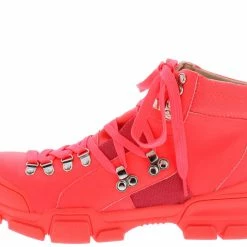 In Touch Melinda234 Neon Pink Lace Up High Top Sneaker Boot