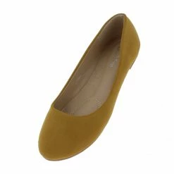 Forever Link Stacy101 Camel Round Toe Slip On Ballet Flat