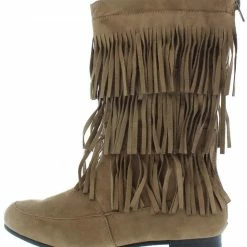 Legend Starcy88a Taupe 3 Tier Fringe Mid Calf Boot