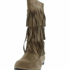 Legend Starcy88a Taupe 3 Tier Fringe Mid Calf Boot