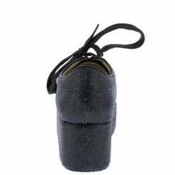 Liliana Makayla072 Black Glitter Lace Up Platform Flat