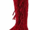Yoki Boots Stevie20 Red Fringe Side Flat Boot