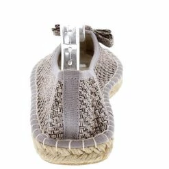 QUPID Shoes Sunshine03 Silver Bow Espadrille Rope Flat