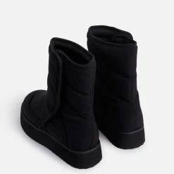 Lemonade Thickness Black Quilted Platform Boot Boots