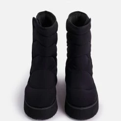 Lemonade Thickness Black Quilted Platform Boot Boots