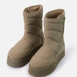 Lemonade Thickness Khaki Quilted Platform Boot