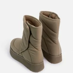 Lemonade Thickness Khaki Quilted Platform Boot