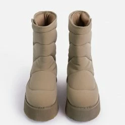 Lemonade Thickness Khaki Quilted Platform Boot
