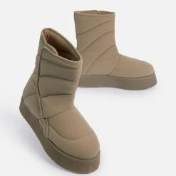 Lemonade Thickness Khaki Quilted Platform Boot