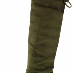 Forever Link Tammy58 Olive Almond Toe Slouch Fold Over Lace Up Boot