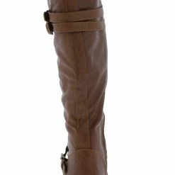 QUPID Boots Timberly65 Cognac Multi Buckle Lace Up Knee High Boot 7 QUPID Boots Timberly65 Cognac Multi Buckle Lace Up Knee High Boot