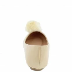 In Touch Morgan13 Nude Faux Fur Pom Pom Ballet Flat Shoes