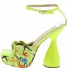 Elegant Toreyy2 Green Twist Gathered Open Toe Ankle Strap Platform Heel Shoes