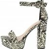 JP Tournament78m Black Damask Open Toe Ankle Strap Platform Heel What's New