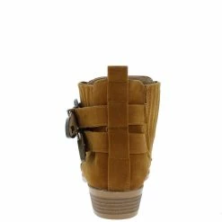 AMERICAN METTLE Boots Tulip2 Camel Suede Studded Double Buckle Ankle Boot