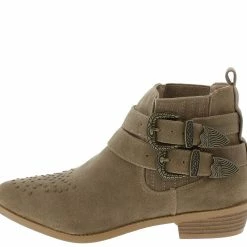 AMERICAN METTLE Tulip2 Khaki Studded Double Buckle Ankle Boot