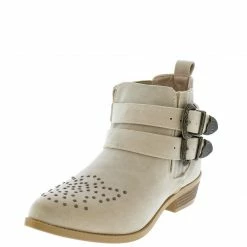 AMERICAN METTLE Boots Tulip2 Nude Studded Double Buckle Ankle Boot