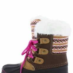 Forever Link Little Princess Value84k Brown Faux Fur Lace Up Kids Snow Boot