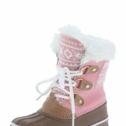Forever Link Little Princess Value84k Pink Faux Fur Lace Up Kids Snow Boot