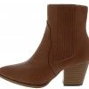 Liliana Angie094 Tan Pointed Toe Western Ankle Boot