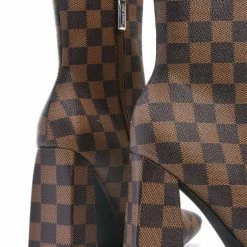 CAPE ROBBIN Boots Toni075 Brown Square Toe Block Heel Ankle Boot