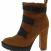 Shoe Republica Vine Mocha Cross Clip Strap Lug Sole Ankle Boot