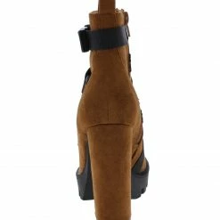 Shoe Republica Vine Mocha Cross Clip Strap Lug Sole Ankle Boot