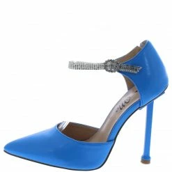 MACHI Walde Blue Pointed Toe Embellished Ankle Strap Dorsay Heel What's New