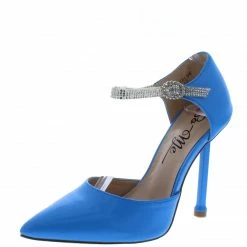 MACHI Walde Blue Pointed Toe Embellished Ankle Strap Dorsay Heel What's New