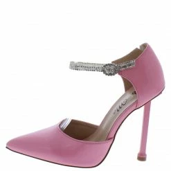 MACHI Walde Pink Pointed Toe Embellished Ankle Strap Dorsay Heel