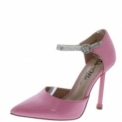 MACHI Walde Pink Pointed Toe Embellished Ankle Strap Dorsay Heel
