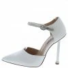 MACHI What's New Walde White Pointed Toe Embellished Ankle Strap Dorsay Heel