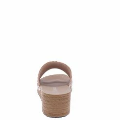 SUP Nicole238 Pink Scalloped Open Toe Rhinestone Slide Wedge What's New