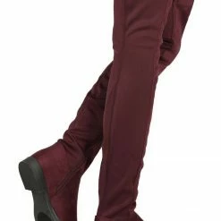 Liliana Natalia257 Burgundy Stretch Almond Toe Over The Knee Boot