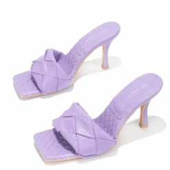 CAPE ROBBIN What's New Wave It Purple Square Open Toe Woven Mule Heel