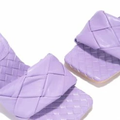 CAPE ROBBIN What's New Wave It Purple Square Open Toe Woven Mule Heel