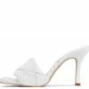 CAPE ROBBIN Wave It White Square Open Toe Woven Mule Heel