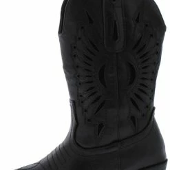 Forever Link Western11k Black Laser Cut Pull Tab Western Kids Boot