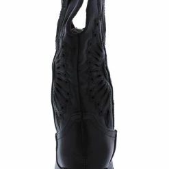 Forever Link Western11k Black Laser Cut Pull Tab Western Kids Boot